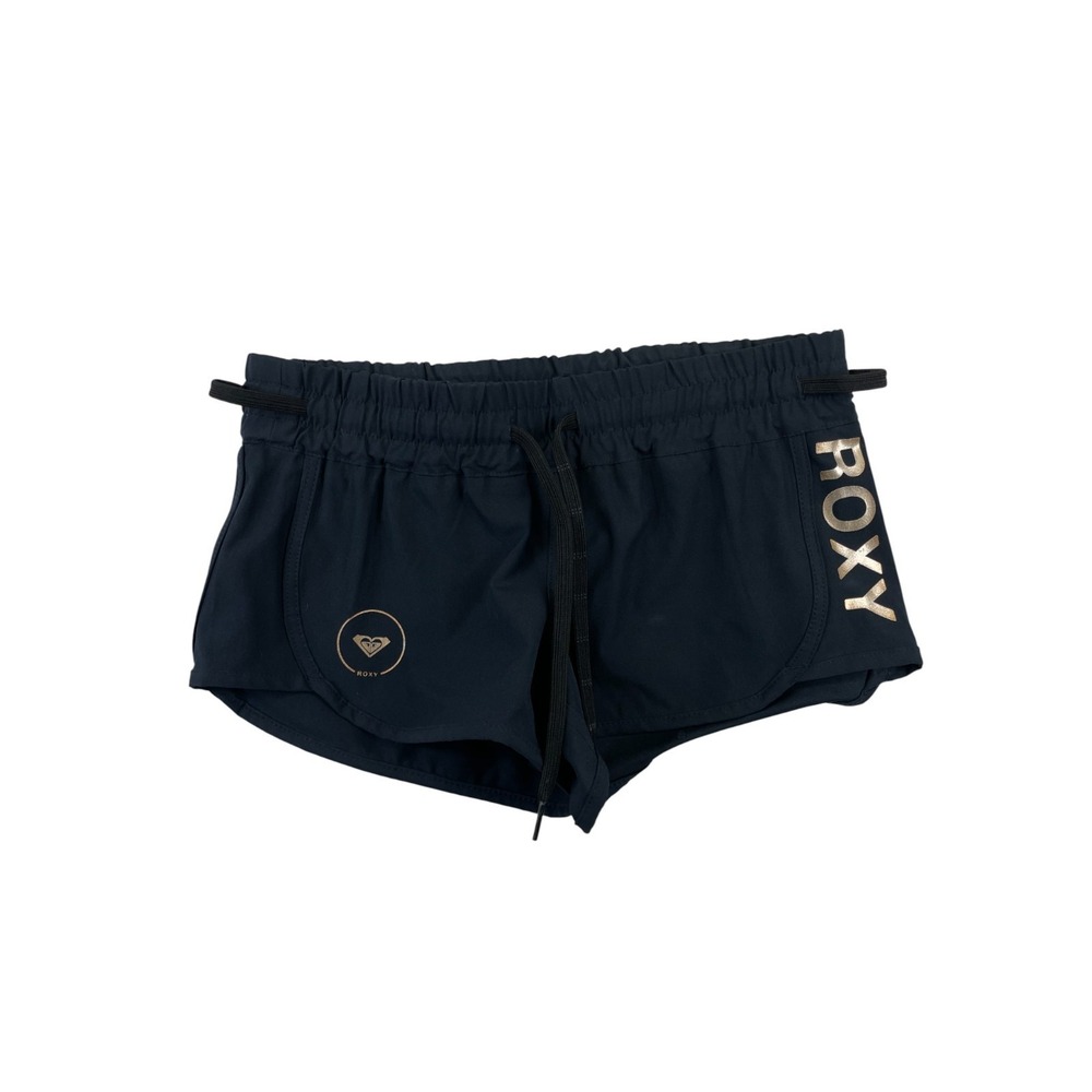 Roxy Women's Black Swim Shorts with Gold Foil Logo
